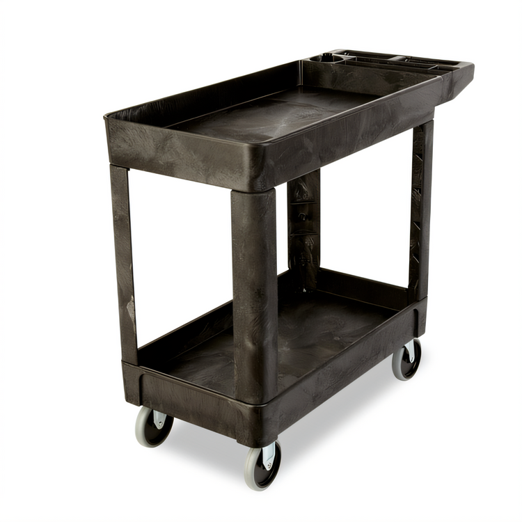 Product image #1 for Rubbermaid Commercial 2-Shelf Heavy-Duty Utility Bus Cart, 500 lb. Capacity, Black