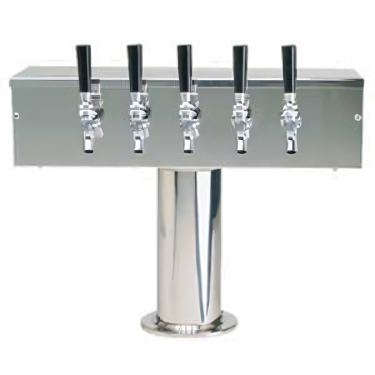 Product image #1 for Micro Matic T Style 5-Faucet Glycol-Cooled Countertop Draft Beer Tower, Polished Stainless Steel