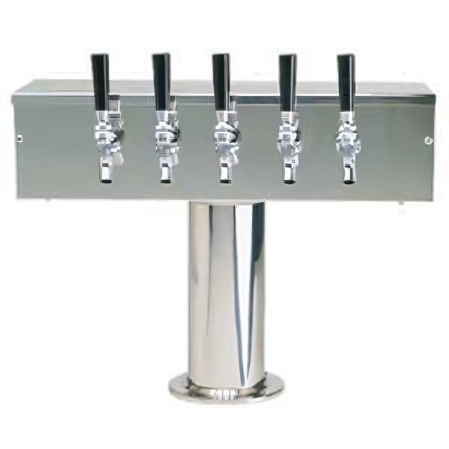 Product image #1 for Micro Matic T Style 5-Faucet Glycol-Cooled Countertop Draft Beer Tower, Polished Stainless Steel