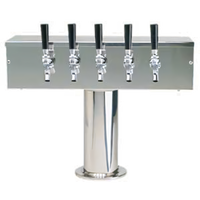 Micro Matic T Style 5-Faucet Glycol-Cooled Countertop Draft Beer Tower, Polished Stainless Steel