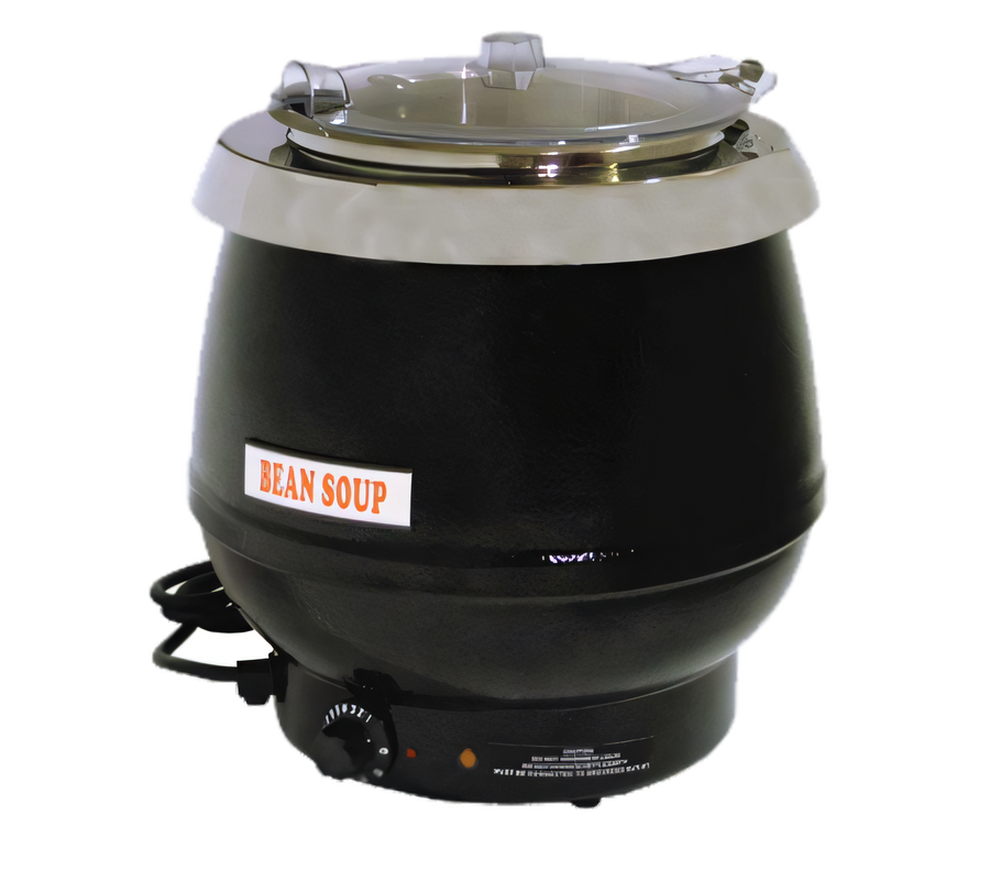Product image #1 for 10 Liter Electric Countertop Soup Kettle with Plastic Lid, 400W, Black
