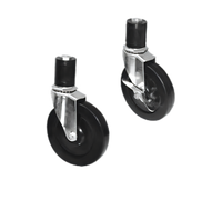 Advance Tabco 5-Inch Stainless Steel Swivel Stem Caster Set for 24-Inch Tall Tables and Mixer Stands