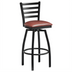 Thumbnail image #1 for Omcan USA Bar Height Metal Ladder Back Swivel Bar Stool with Burgundy Vinyl Seat