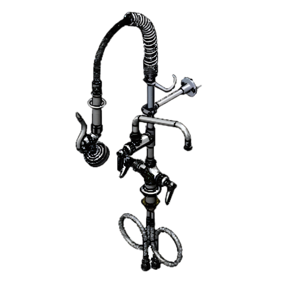 Product image #1 for T&S Brass Mini Pre-Rinse Unit, Single-Hole Deck Mount, 8-Inch Swing Nozzle, 1.42 GPM Low-Flow Spray Valve