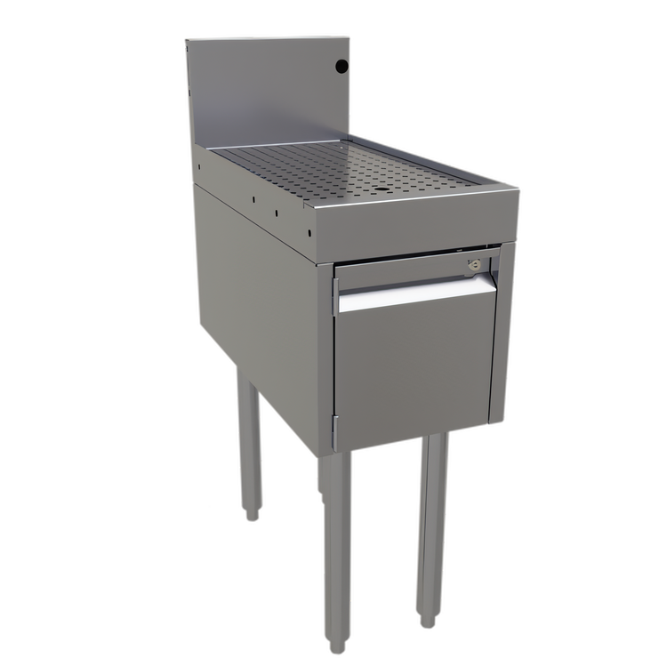 Product image #1 for Glastender Underbar Drainboard Half Cabinet with Door, 12" W x 24" D, Stainless Steel