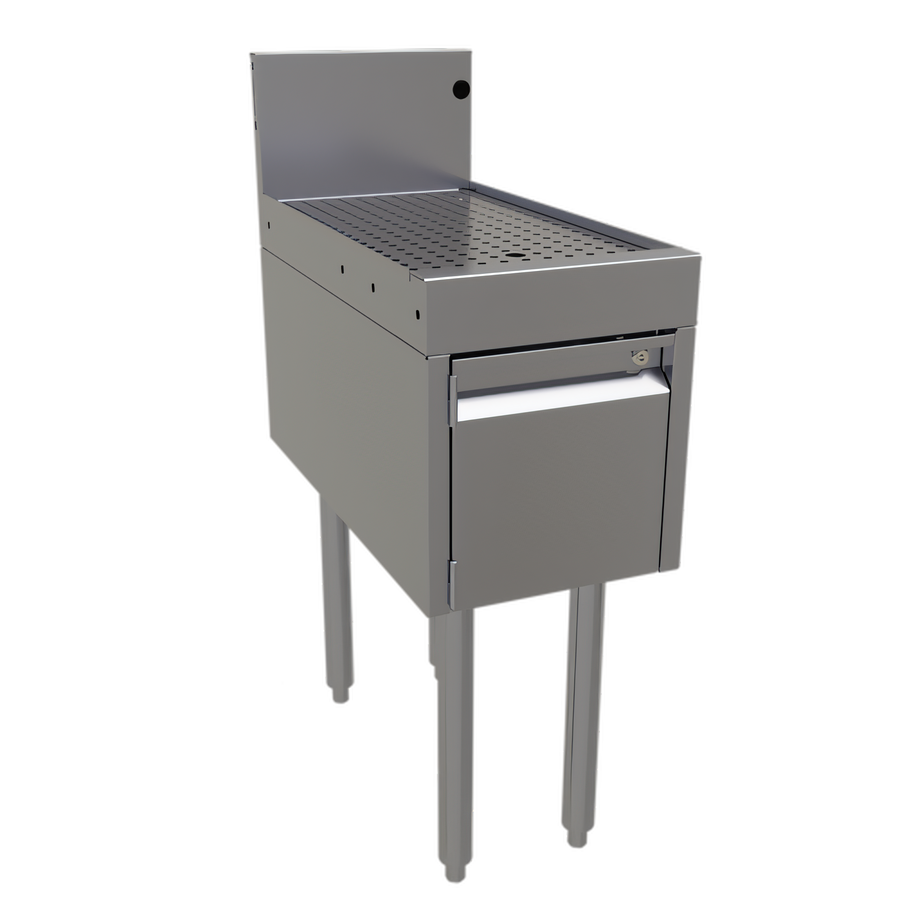 Product image #1 for Glastender Underbar Drainboard Half Cabinet with Door, 12" W x 24" D, Stainless Steel