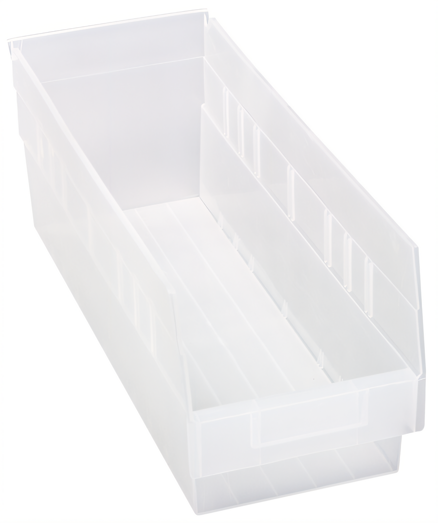 Product image #1 for Quantum Economy Nesting Shelf Bin with Rear Hanglock, 6-5/8 x 17-7/8 x 6 Inch, Clear Polypropylene