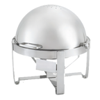 Thumbnail image #1 for Vollrath Avenger® 46360 6-Quart Round Roll-Top Chafer, 18/8 Stainless Steel, Mirror Finish, Windguard