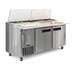 Thumbnail image #1 for Koolmore 71-Inch Pizza Prep Refrigerator with 9-Pan Stainless Steel Top, 2 Doors, and Side-Mounted Self-Contained Refrigeration