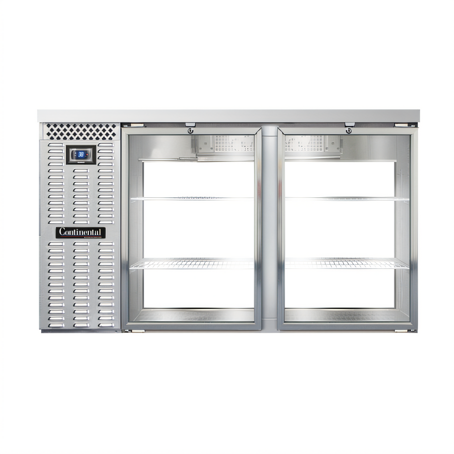 Product image #1 for Continental Refrigerator BB59SNSSGDPT 59" Shallow Depth Pass-Thru Refrigerated Back Bar Cooler with Glass Doors