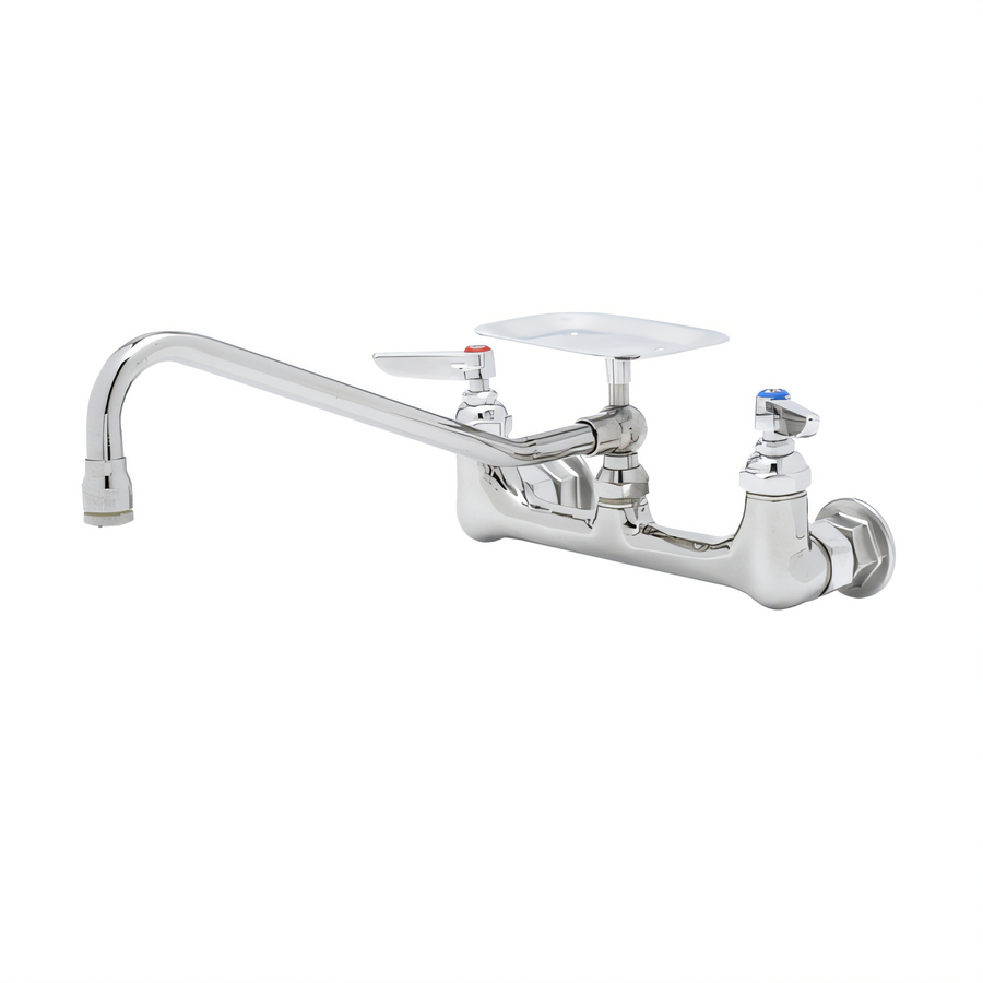Product image #1 for T&S Brass B-0233-03 Wall-Mounted Pantry Mixing Faucet with 12-Inch Swing Nozzle and Soap Dish