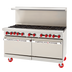 Thumbnail image #1 for American Range 60-Inch Gas Restaurant Range with 12-Inch Left Griddle, 8 Open Burners, and Storage Bases