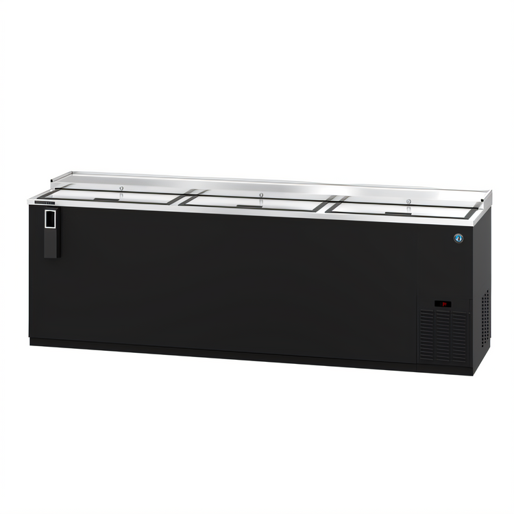 Product image #1 for Hoshizaki Three-Section Reach-In Refrigerated Bottle Cooler, 95 Inch Wide, Side-Mount Self-Contained
