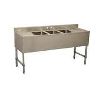 Serv-Ware 60-Inch 3-Bowl Bar Sink with Left and Right Drainboards