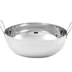 Thumbnail image #1 for American Metalcraft BD93 Round Stainless Steel Balti Dish, 105 oz., Mirror Finish, With Handles Case of 24