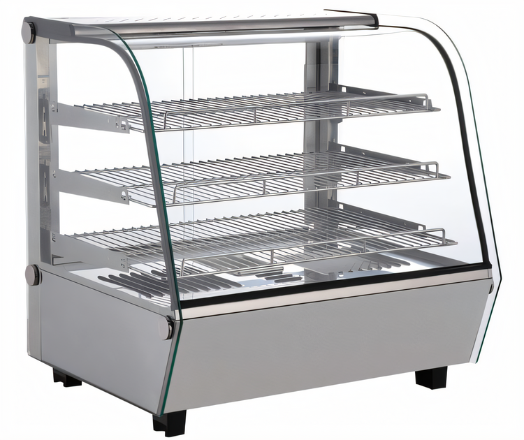 Product image #1 for Omcan Countertop Full-Service Heated Display Warmer with Curved Glass and 3 Shelves