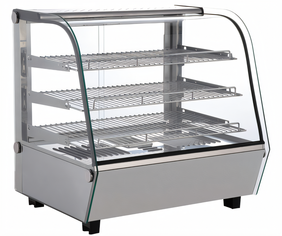 Product image #1 for Omcan Countertop Full-Service Heated Display Warmer with Curved Glass and 3 Shelves