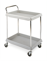 Metro Deep Ledge 2-Tier Open Base Utility Bus Cart with Adjustable Polymer Shelves