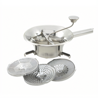 Winco Medium Manual Stainless Steel Food Mill with 3 Interchangeable Cutting Plates, 2 Qt, 9-Inch Diameter