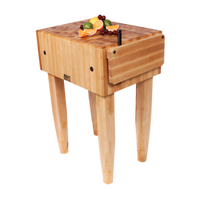 John Boos Pro Chef 18 Inch x 18 Inch Butcher Block Work Table with 10 Inch End-Grain Hard Rock Maple Top, Knife Holder, and Pencil Legs