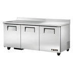 Thumbnail image #1 for True Mfg. - General Foodservice TWT-72-HC 72-Inch 3-Door Stainless Steel Worktop Refrigerator with Self-Contained R290 Refrigeration