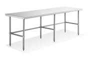 96-Inch x 24-Inch 304 Stainless Steel Open Base Work Table, 34-Inch High