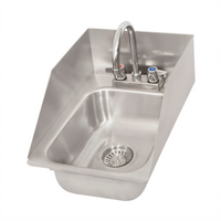 BK Resources Deep Drawn Drop-In Sink with 3-Sided Riser, Single Compartment, 304 Stainless Steel, Faucet Included