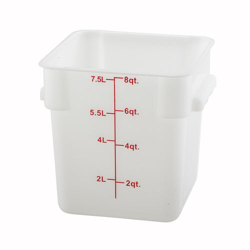Product image #1 for Winco 8 Qt Square White Polypropylene Food Storage Container, Container Only
