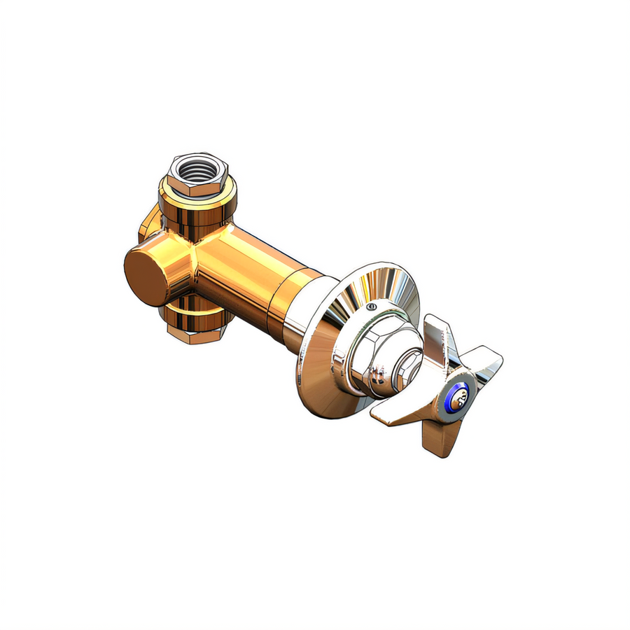 Product image #1 for T&S Brass 6-Inch Hose Reel Shut-Off Control Valve with Adjustable Wall Flange and 4-Arm Handle