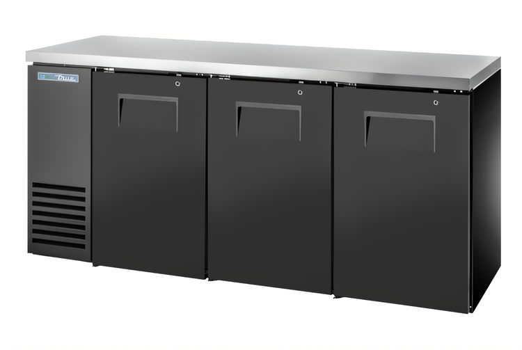 Product image #1 for True Two-Section Solid Swing Door Back Bar Cooler, 72-Inch, Stainless Top, Black Exterior