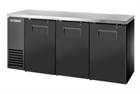 True Two-Section Solid Swing Door Back Bar Cooler, 72-Inch, Stainless Top, Black Exterior