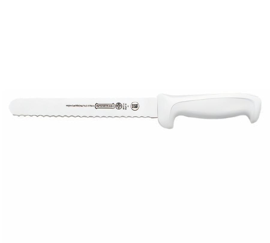 Product image #1 for Mundial 8-Inch Serrated Safety Sub Shop Slicer Knife with White Polypropylene Handle