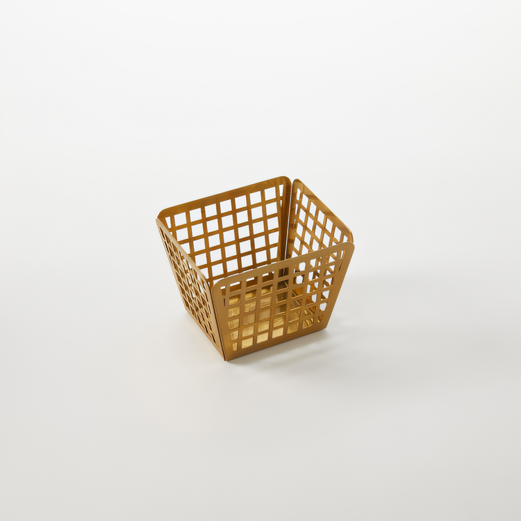 Product image #1 for Laser Cut Rectangular Gold Finish Stainless Steel Fry Basket