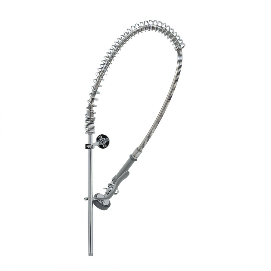 Product image #1 for T&S Brass Wall-Mounted Pre-Rinse Unit with 44-Inch Hose, 18-Inch Riser, and 1.15 GPM Spray Valve, Without Base Faucet