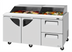 Thumbnail image #1 for Turbo Air Super Deluxe Three-Section Sandwich/Salad Prep Table with Slide-Back Lid, 72-5/8-Inch, 2 Doors and 2 Drawers, 23 Cu. Ft.