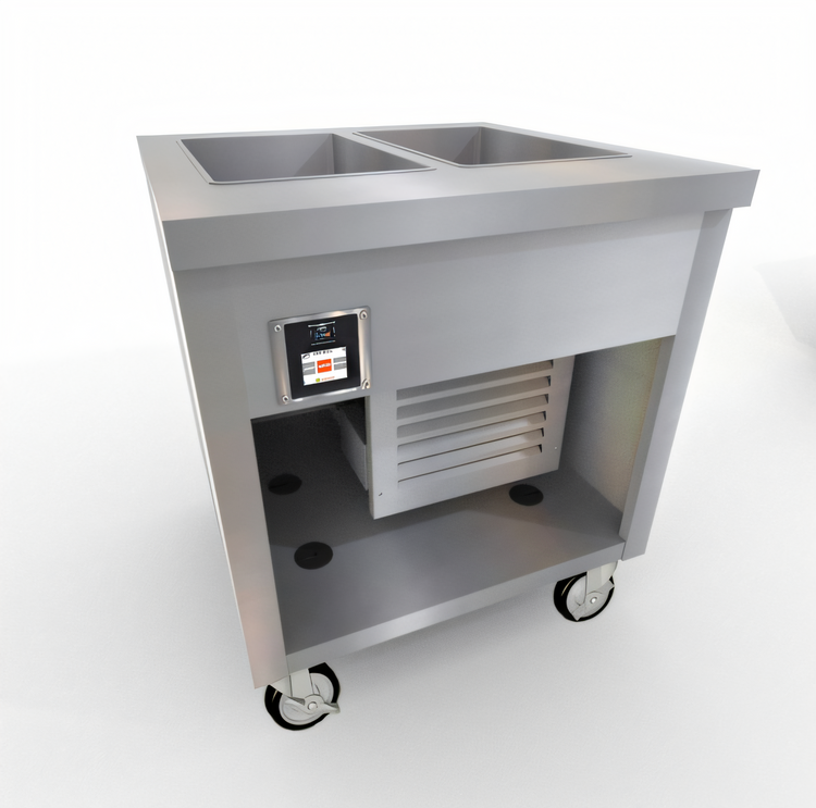Product image #1 for Thurmaduke TFCP-32SS-N7 Flush Mount Mobile Cold Pan Unit - 32" Wide, 2-Section, Self-Contained