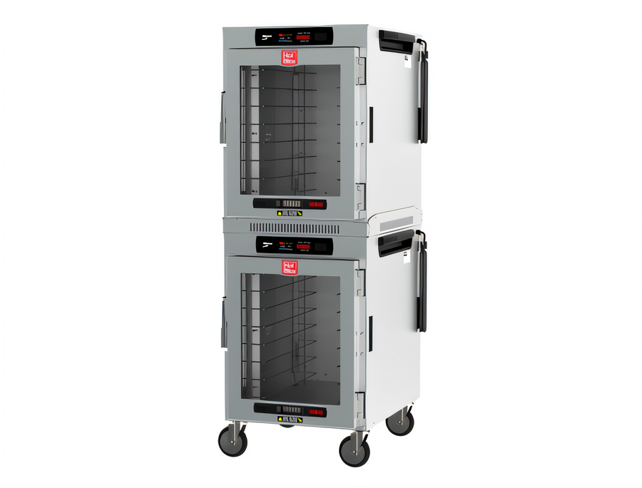 Product image #1 for Metro HotBlox Mobile Wide 16-Pan Dual-Cavity Pass-Thru Insulated Holding Cabinet with Digital Touchscreen, Clear Front and Solid Rear Doors