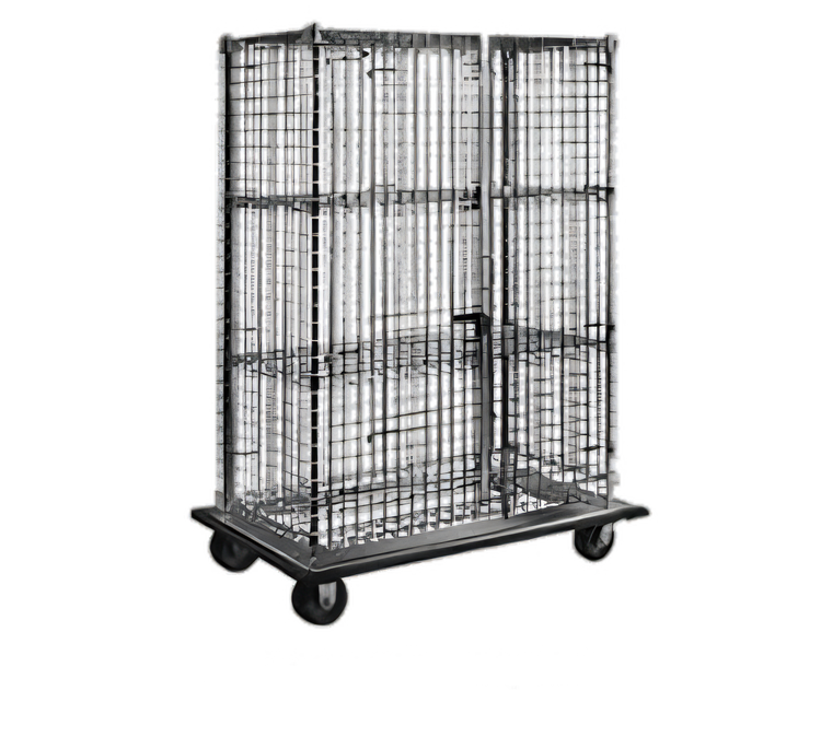 Product image #1 for Eagle Group QuadTruss Mobile Wire Security Cage with Dolly Truck, 64-7/8" W x 29-3/4" D x 69" H, Hybrid Epoxy Finish
