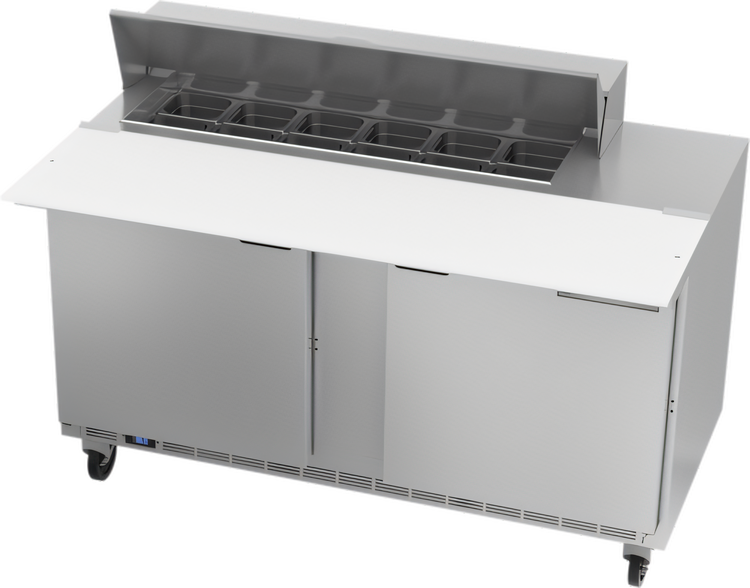 Product image #1 for Beverage-Air Two-Section Sandwich Prep Table Refrigerated Counter with 17-Inch Cutting Board, 60-Inch Wide, 12-Pan Top