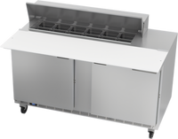 Beverage-Air Two-Section Sandwich Prep Table Refrigerated Counter with 17-Inch Cutting Board, 60-Inch Wide, 12-Pan Top