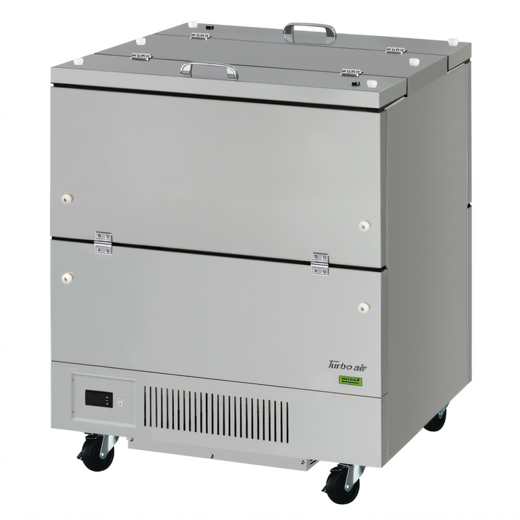 Product image #1 for Turbo Air Super Deluxe Dual Access Milk Cooler, 12.21 Cu. Ft., 8-Crate Capacity, Stainless Steel