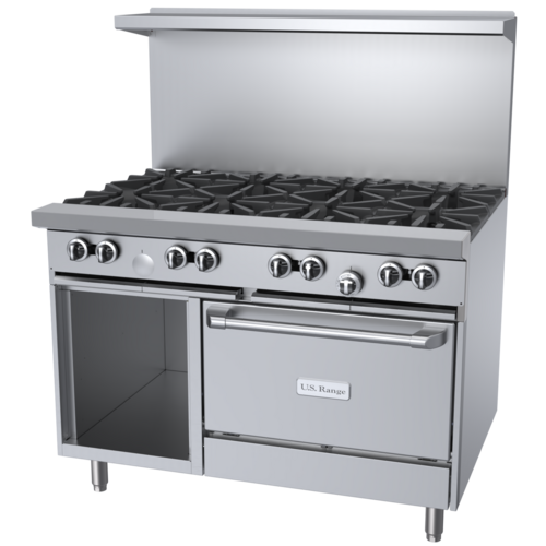 Product image #1 for Garland US Range U-Series 48-Inch Gas Restaurant Range with 8 Open Burners, Convection Oven, and Storage Base