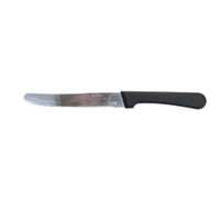 Deluxe Black Steer Stamped Steak Knife with Serrated Stainless Steel Blade