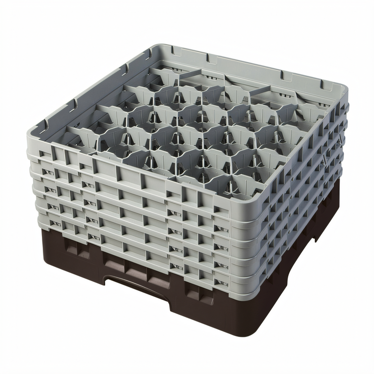 Product image #2 for Cambro Camrack Full Size 20-Compartment Glass Rack with 5 Soft Gray Extenders