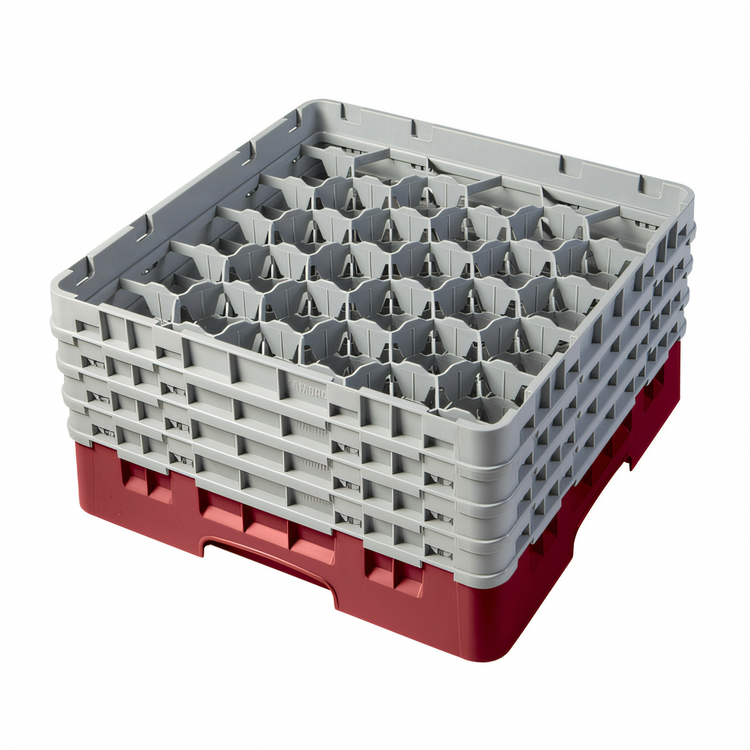 Product image #2 for Cambro Camrack® Full Size 30-Compartment Glass Rack with 4 Extenders, 10-1/2-Inch Height, Cranberry