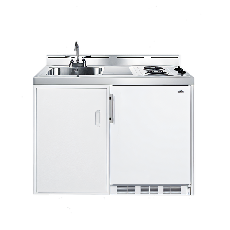Product image #1 for Summit Commercial All-in-One Combo Kitchenette with Sink, Faucet, 2-Burner Electric Cooktop, and 5.1 Cu. Ft. Refrigerator/Freezer