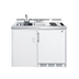 Thumbnail image #1 for Summit Commercial All-in-One Combo Kitchenette with Sink, Faucet, 2-Burner Electric Cooktop, and 5.1 Cu. Ft. Refrigerator/Freezer