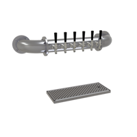 Glastender Pipe Wall Draft Dispensing Tower, Wall Mounted, 6 Faucets, Air-Cooled, Stainless Steel