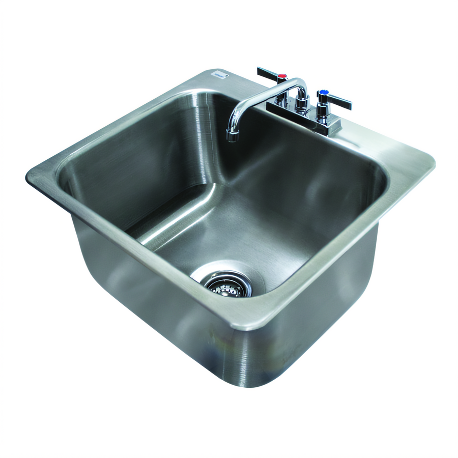 Product image #1 for Advance Tabco 1-Compartment Drop-In Sink with Faucet and Basket Drain, 20 x 16 x 12 Inch Deep Drawn Bowl, 304 Stainless Steel