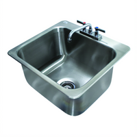 Advance Tabco 1-Compartment Drop-In Sink with Faucet and Basket Drain, 20 x 16 x 12 Inch Deep Drawn Bowl, 304 Stainless Steel